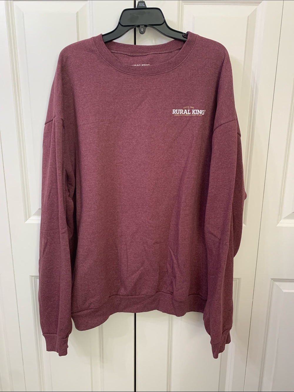 Women's Crewneck RURAL KING sweatshirt in Burgundy